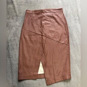 Dynamite Vegan Leather Mini Skirt, Brown, Size M